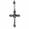 Una pesante collana rosario gotica con crocifisso da 74 grammi, realizzata con cura in argento sterling massiccio.