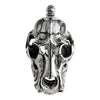 A heavy sterling silver tiger skull pendant with a unique movable jaw and intricate, handcrafted details.