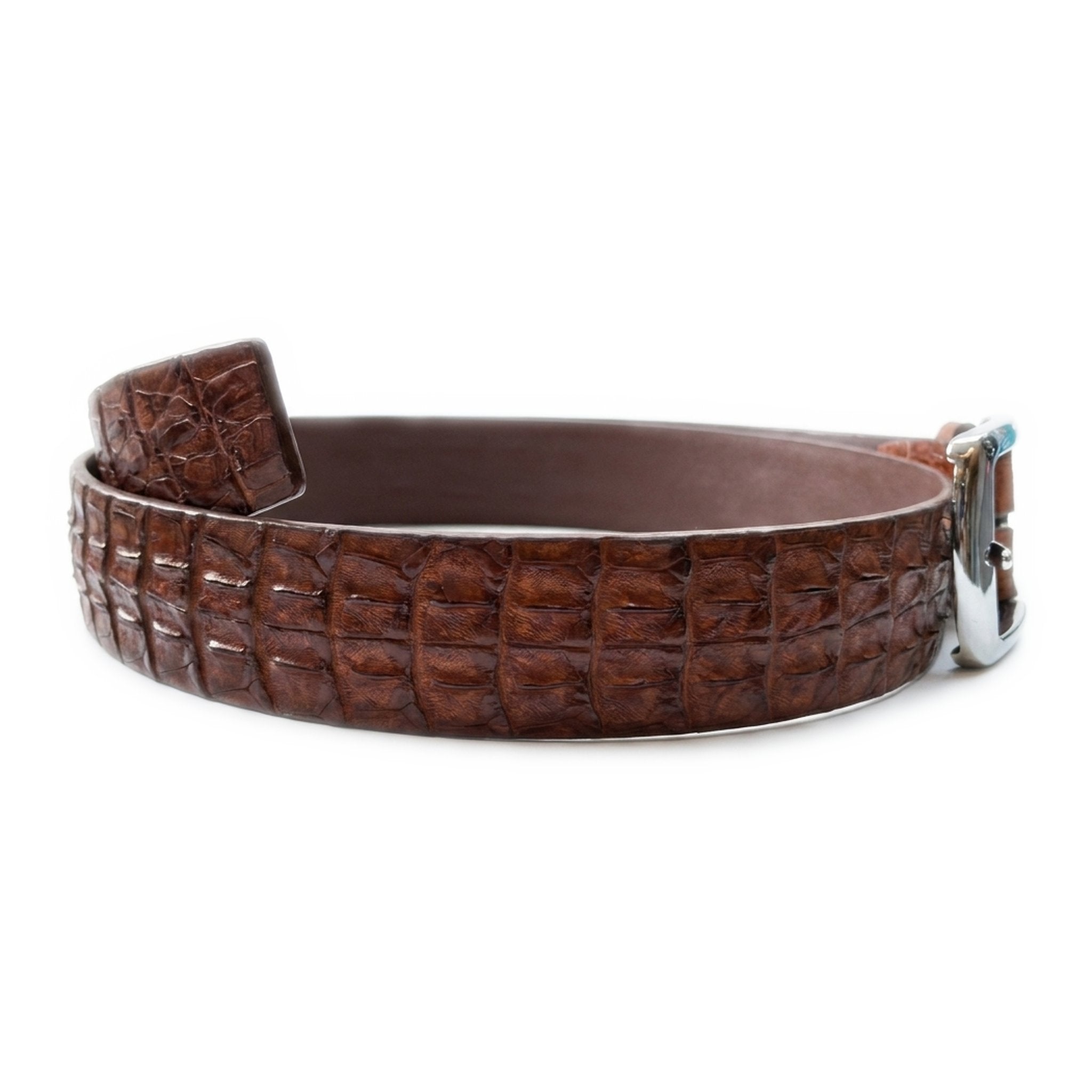 Cognac Crocodile Belt for Men — Warm Brown Exotic Skin