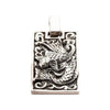Japanese Koi fish pendant in 925 sterling silver showing detailed front view with oxidized wave design