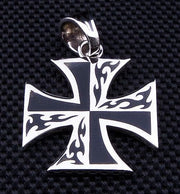Maltese Cross Tattoo Sterling Silver Biker Pendant