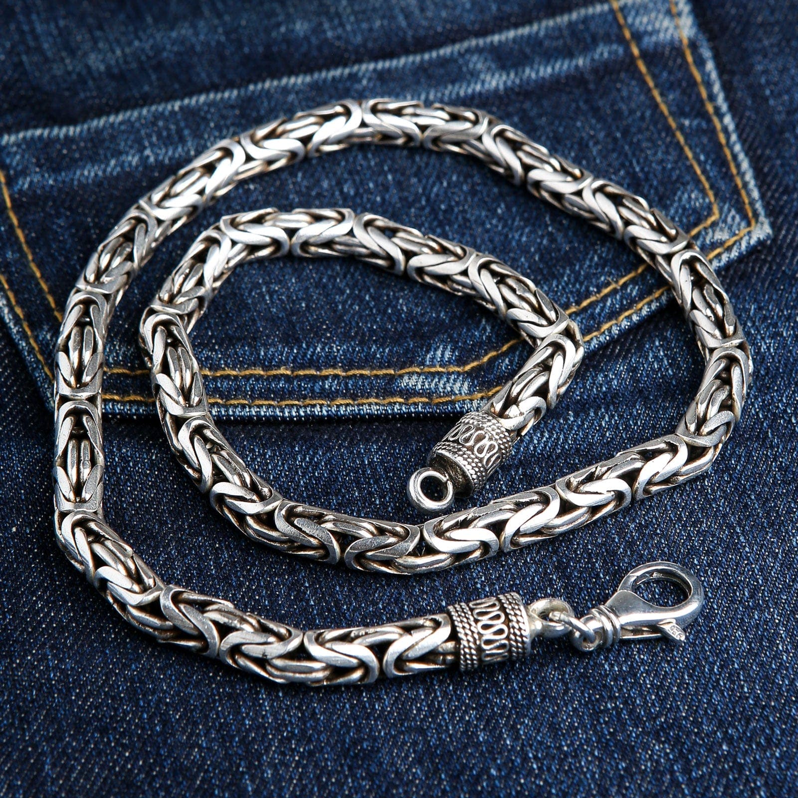 8mm Heavy Byzantine Necklace Sterling Silver Men's Chain