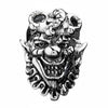 Un anillo de plata esterlina masivo y pesado para hombres, elaborado a mano para representar la cara amenazante del Joker.