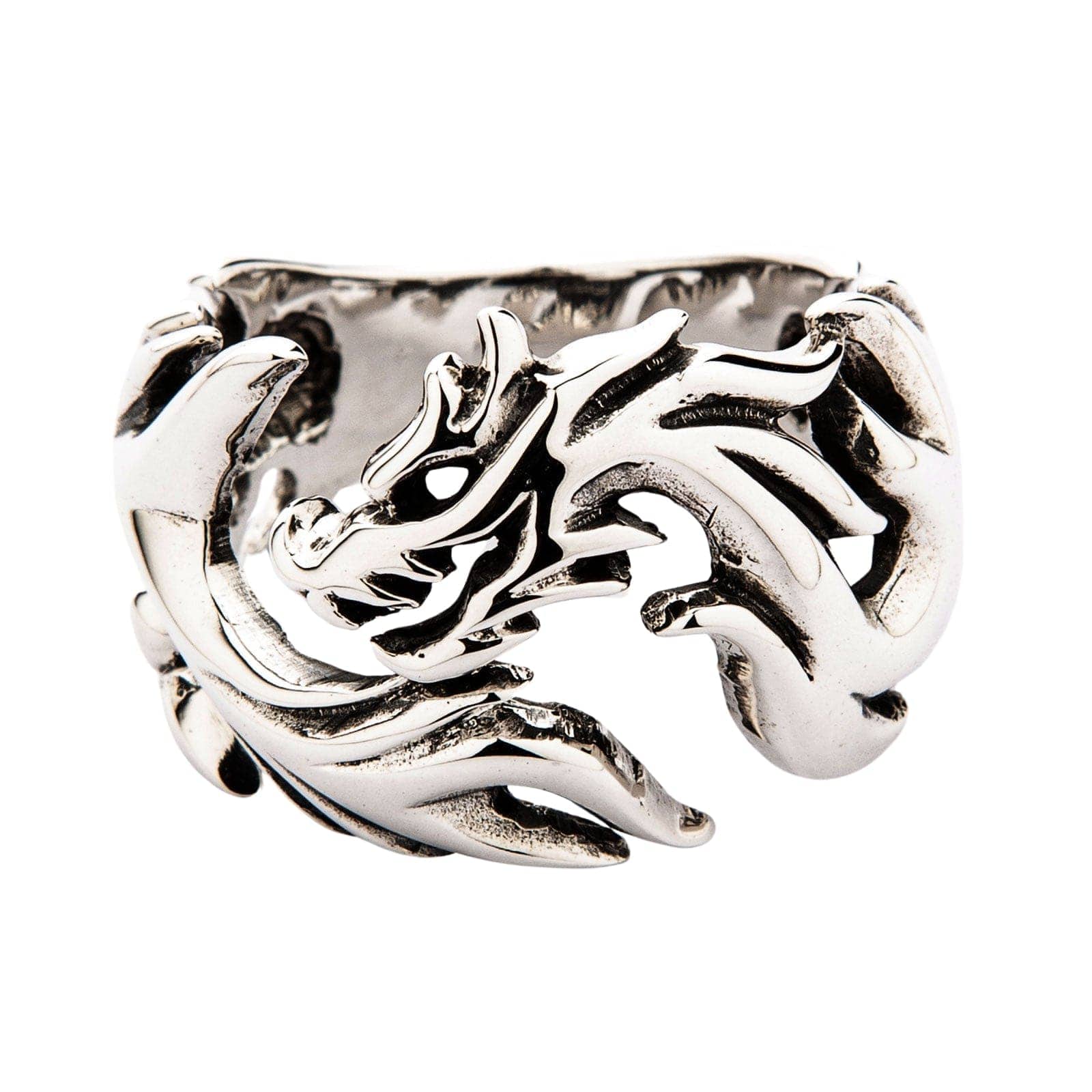 Men's Flame Wolf Ring | Sterling Silver Tribal Ring