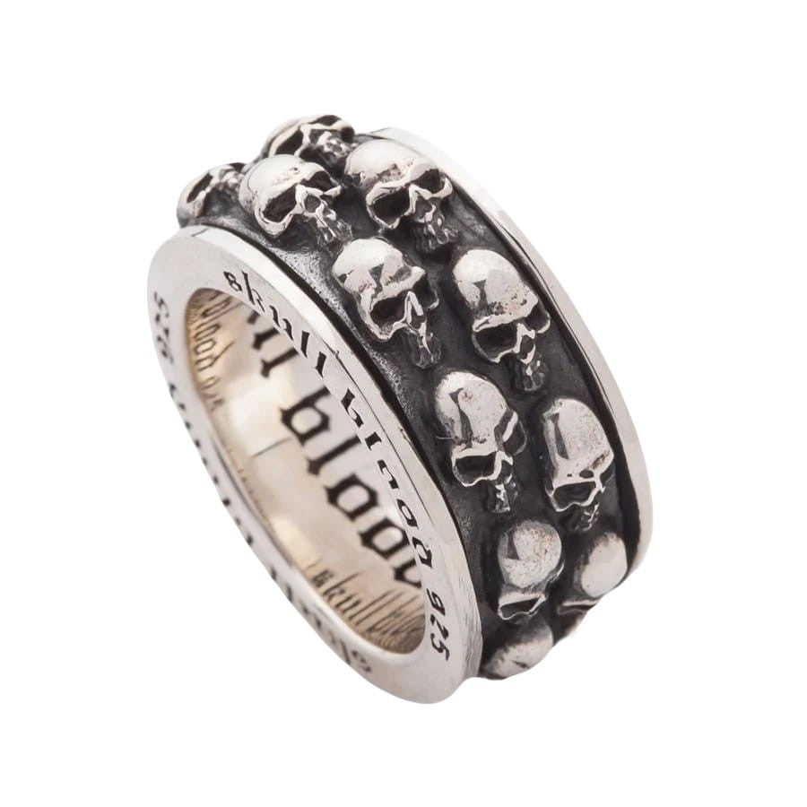 925 Sterling Silver Spinner Ring – Skull & Blood Design, Biker Gothic Style By Bikerringshop