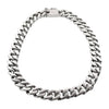 Collar de cadena cubana para hombre de 18mm en plata de ley maciza de 315g con cierre de caja, presentado en plano en diseño circular.