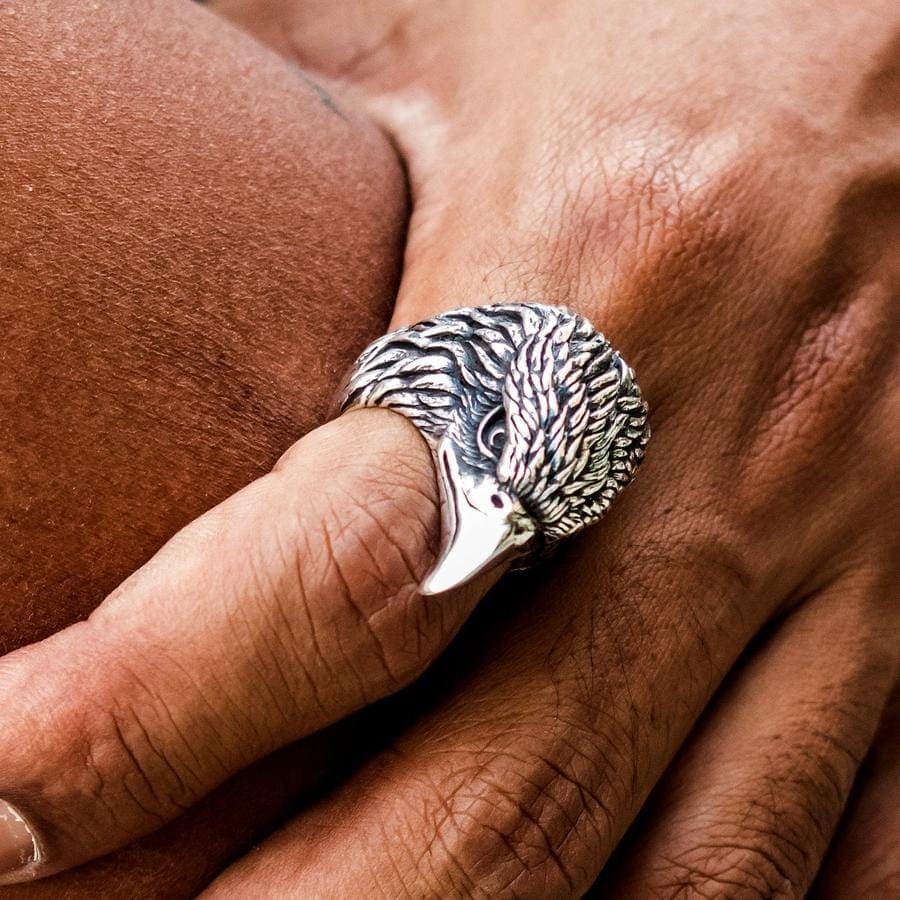 Men's Eagle Ring in Sterling Silver Bikerringshop