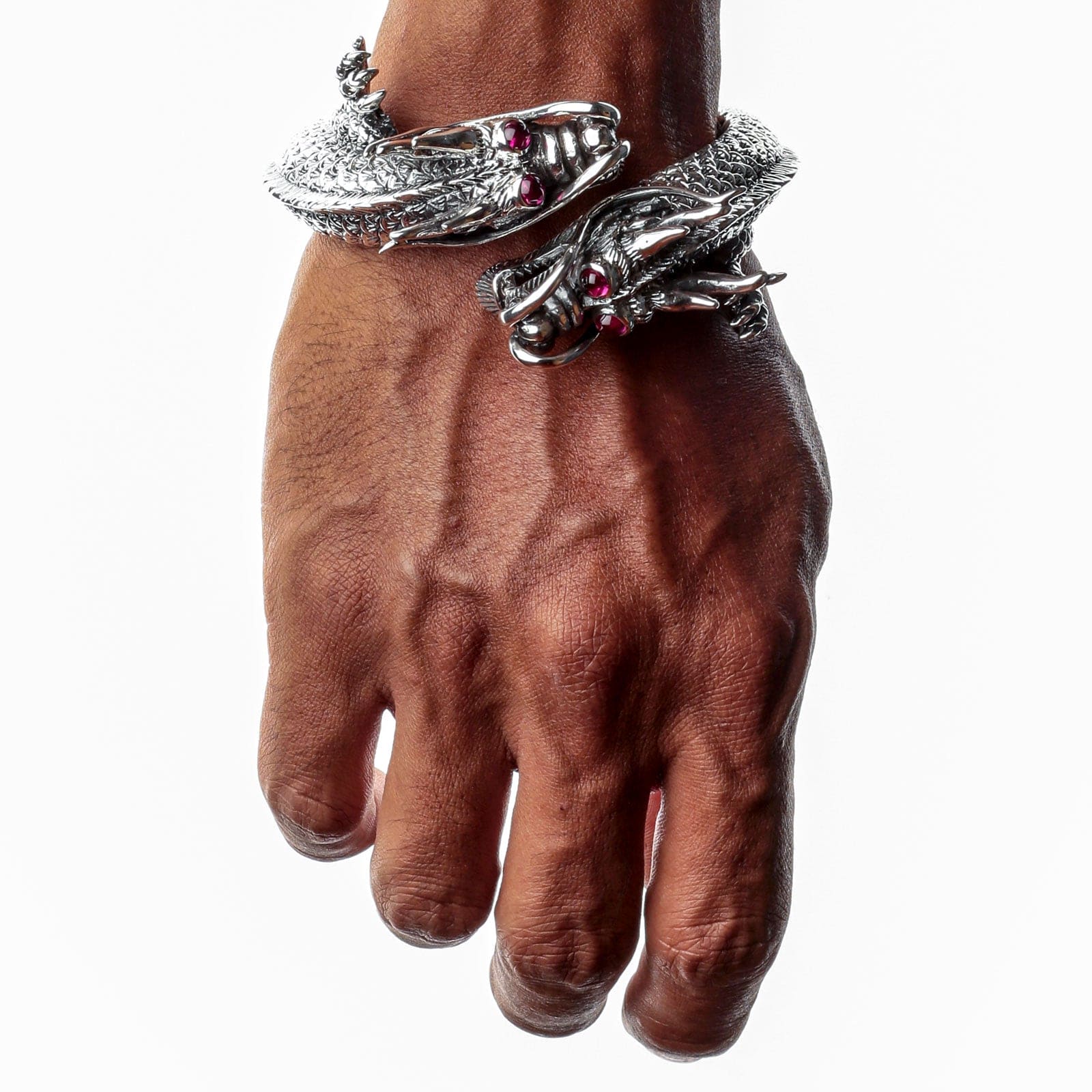 Massive Silver Dragon Cuff Bracelet Bikerringshop