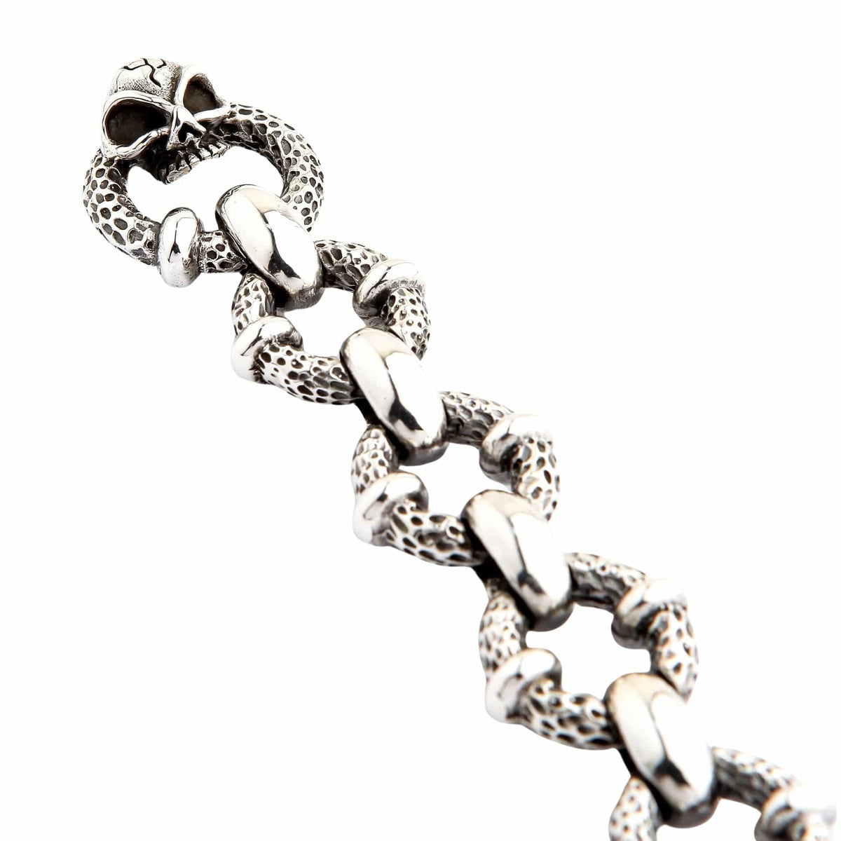 Crazy Skull Bracelet — Bold 17mm Gothic Silver Link
