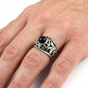 Black Onyx Ring — 20g Handcrafted .925 Band | Bikerringshop