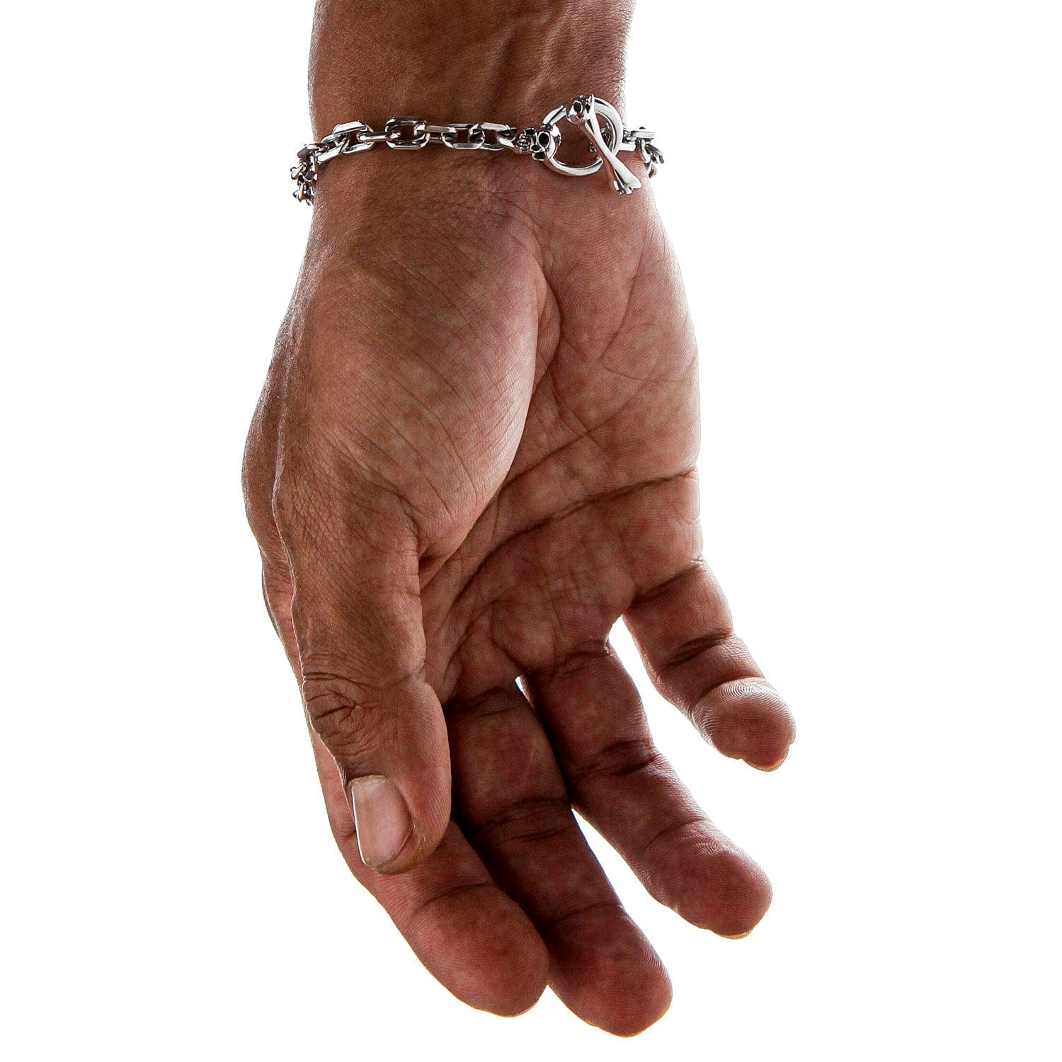 Braccialetto Teschio Gotico In Argento 925 Con Cristalli - Regalo Unisex Punk