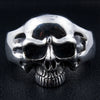 A massive men's skull bracelet in a bold cuff style, meticulously handcrafted from 63 grams of solid silver.