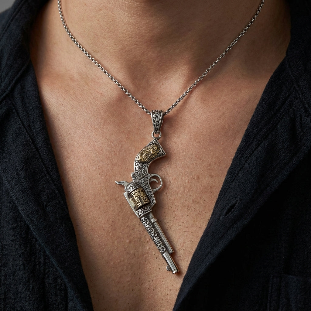 Sieradenpatroon geweerbal hanger ketting roestvrij staal Sieradenpatroon geweerbal hanger ketting roestvrij staal