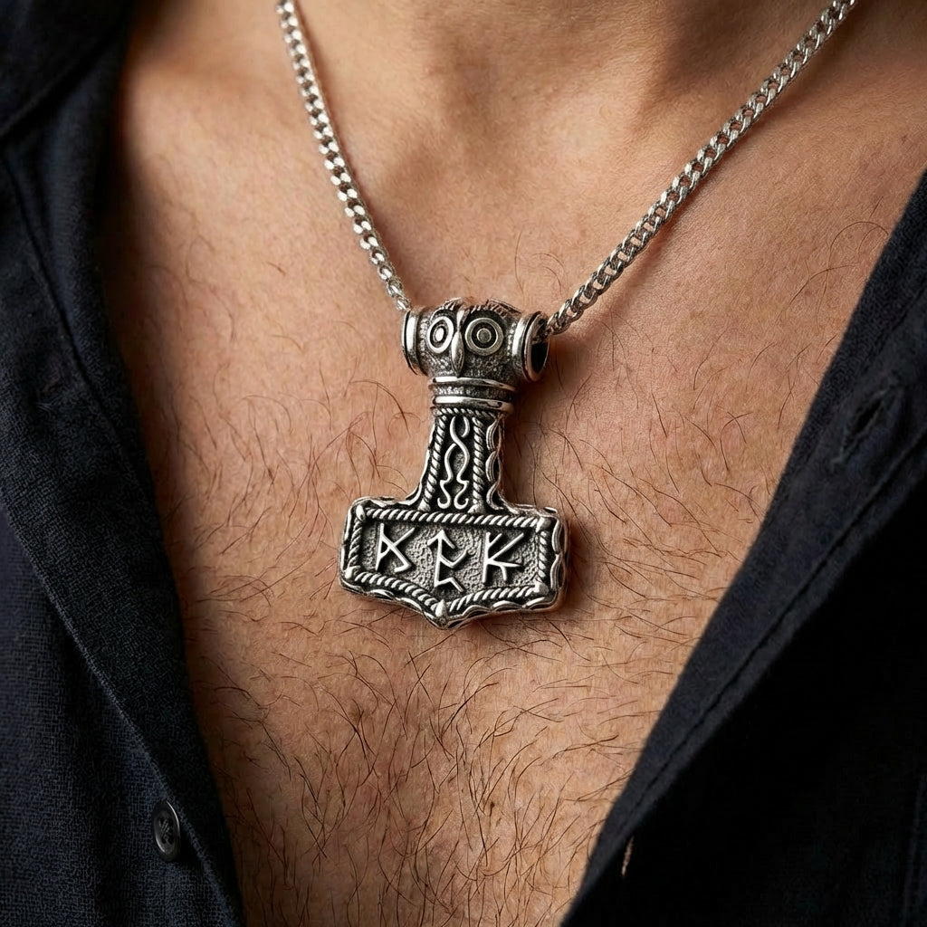 Collana vichinga in bronzo Mjolnir Mammen Style - Italia Collana vichinga in bronzo Mjolnir Mammen Style - Italia