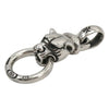 Solid sterling silver panther head pendant featuring a heavy-duty clasp and oversized bail ring for dual function.