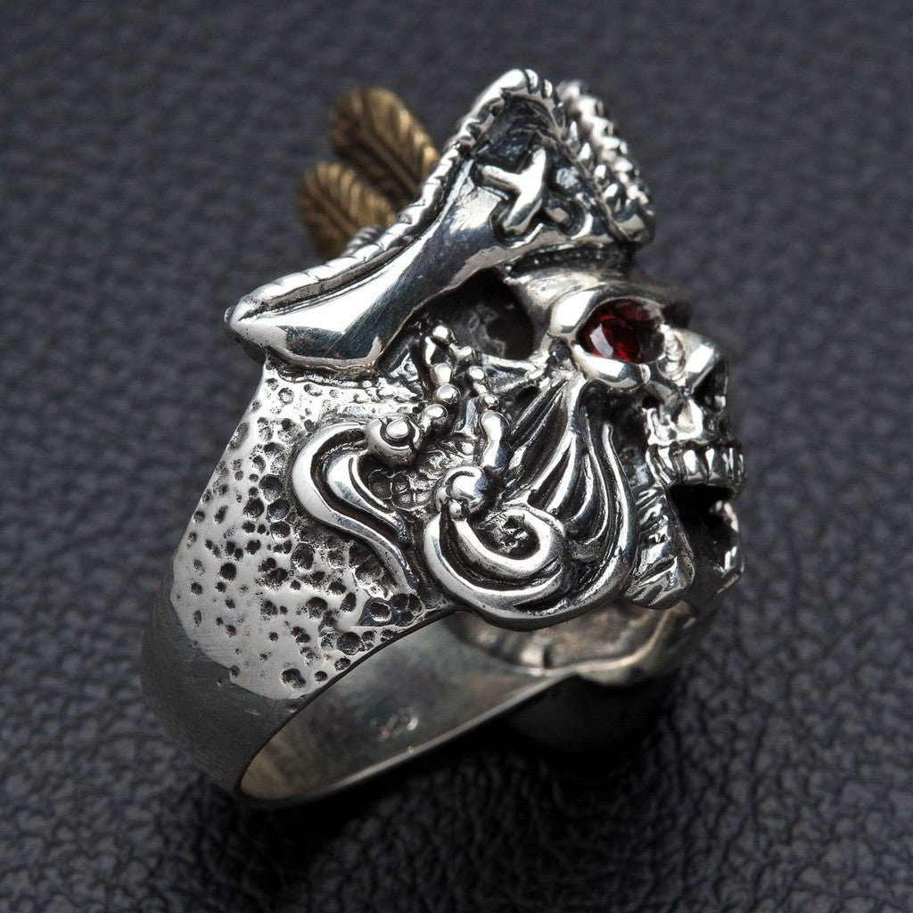 MJG Sterling Silver Captain Harlock Skull Ring – Size 9, Comic Collectible Jewelry