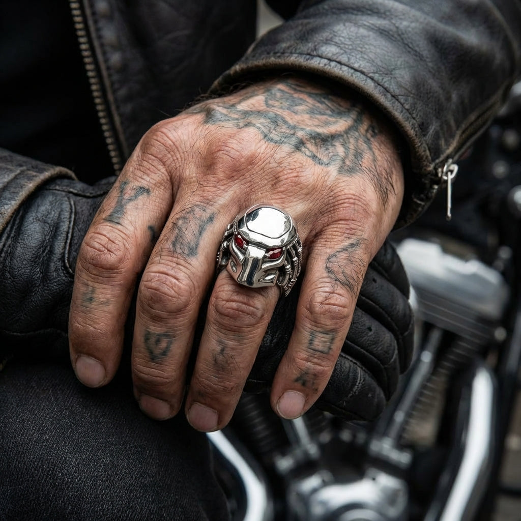 Bague Homme Panthère/jaguar Argent 925 Oxydé - Style Motard, Faite Main, Taille 10