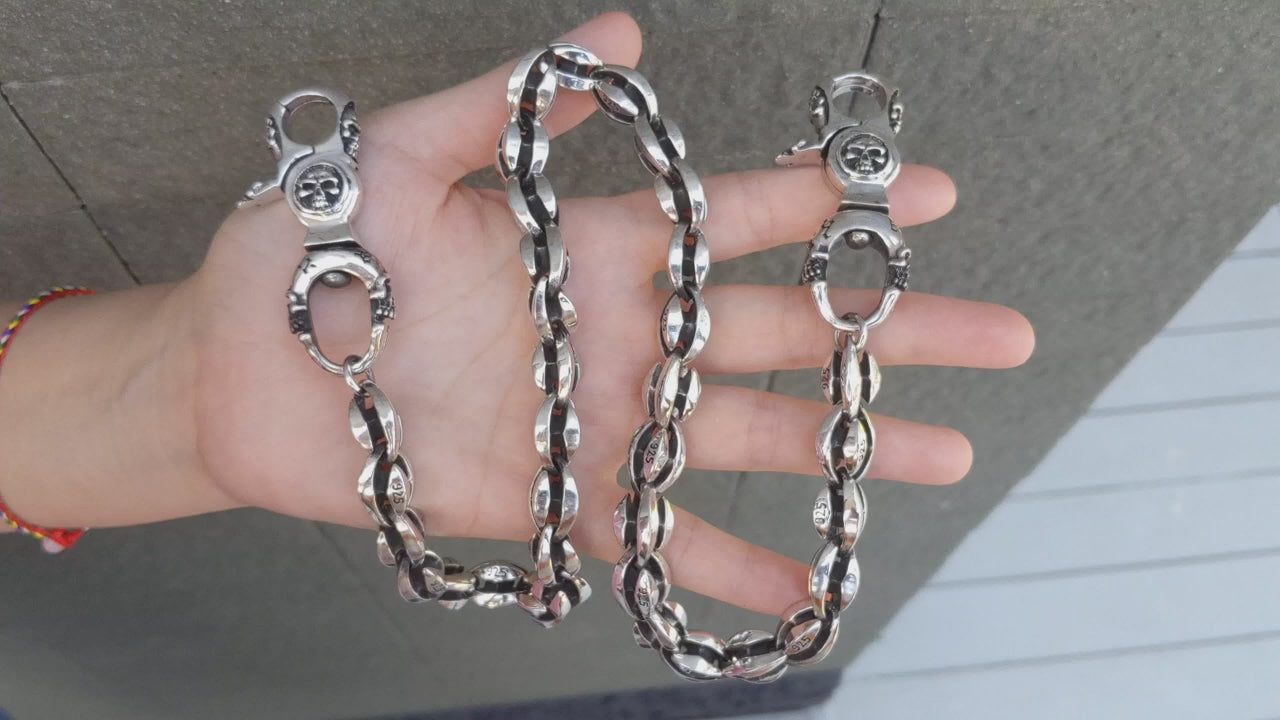 Goth Wallet Chain — Heavyweight Skull Clasp Biker Chain