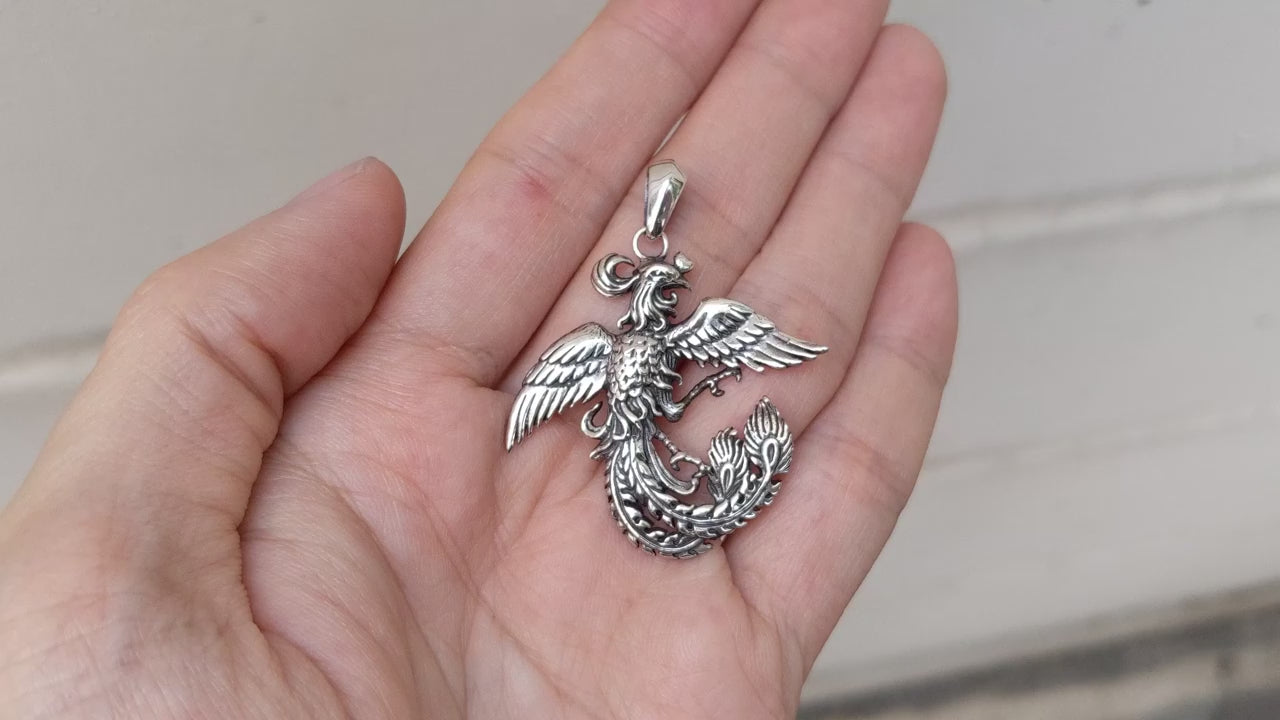 ヴィンテージ Phoenix ペンダント 925 Phoenix Rising Pendant — Handcrafted Symbol of Rebirth