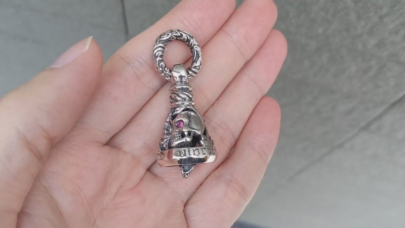 Skull Guardian Bell — Biker Road Protection Pendant