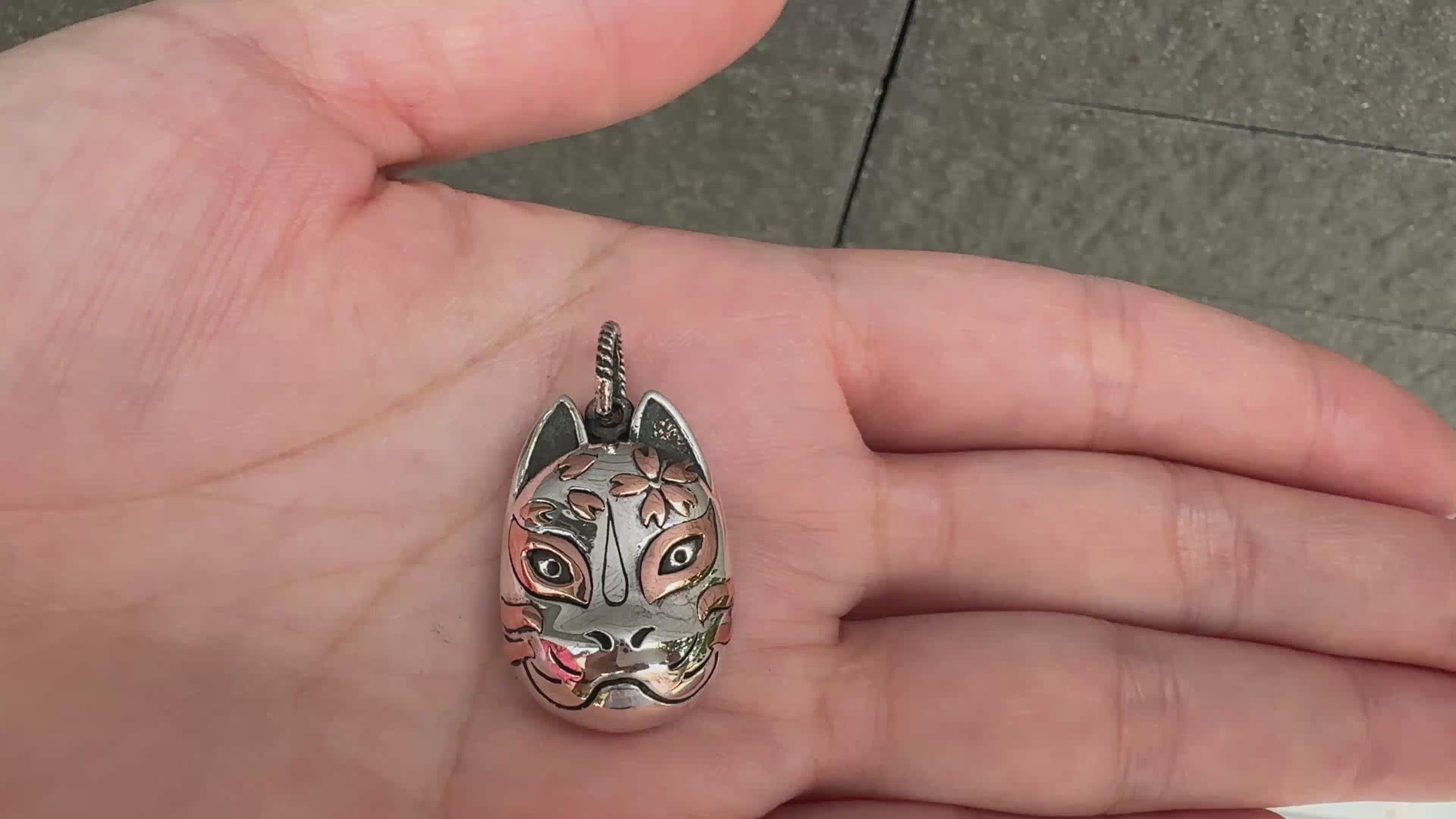 Japanese Kitsune Pendant — Mixed-Metal Folklore Charm