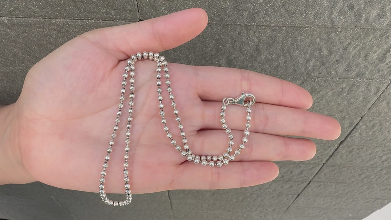 黒ビーズ ネックレス ロブスタークラスプ 3mm ボールチェーン — ヘビーペンダントネックレス | Bikerringshop