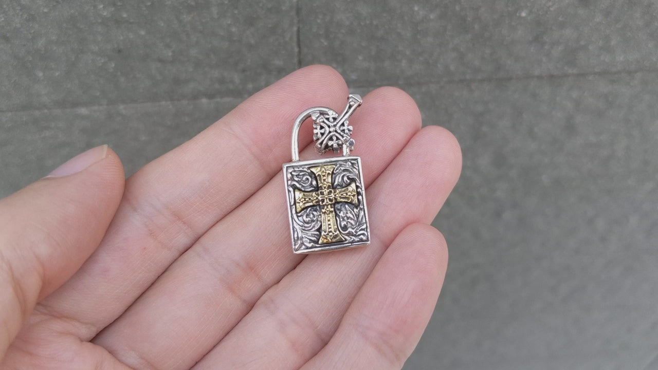 Pandantiv Lacăt Cruce Celtică — Argint Gotic | Bikerringshop