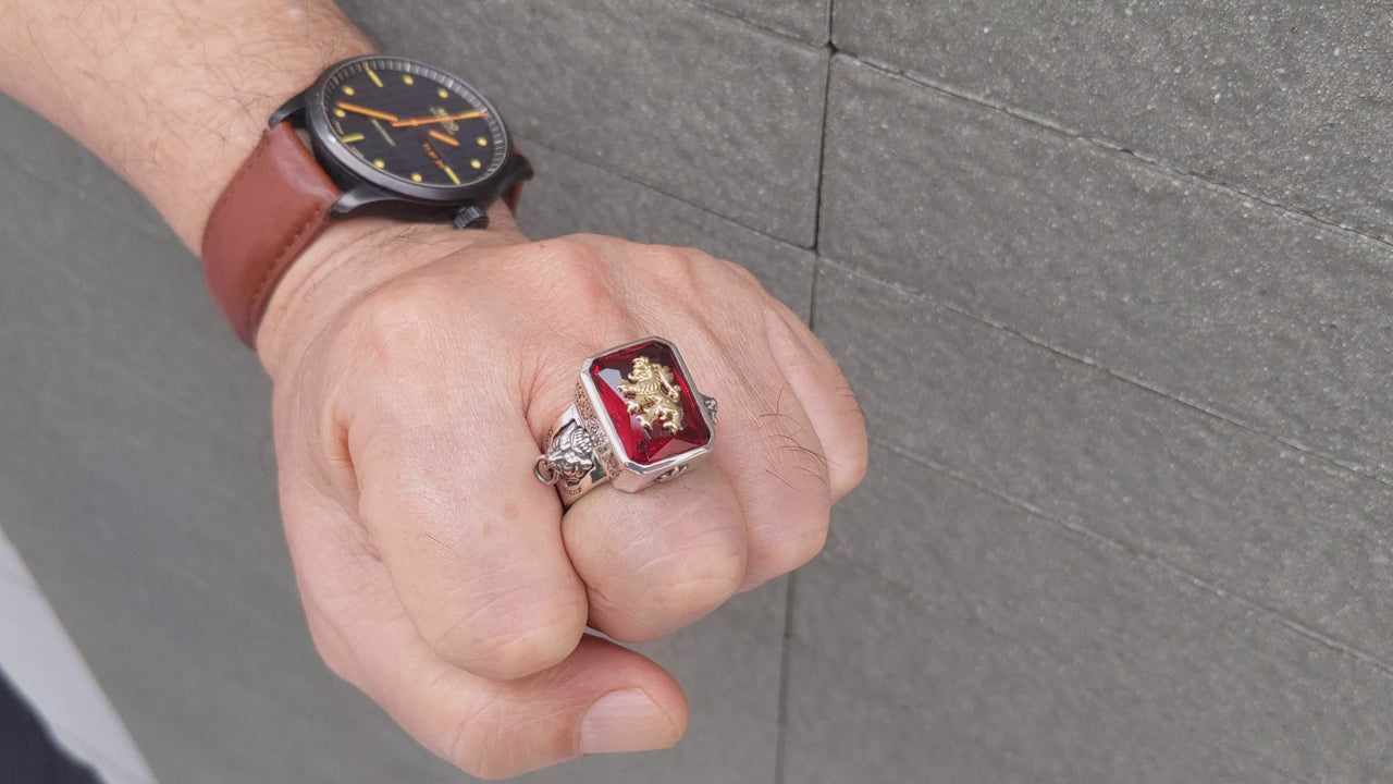 Rampant Lion Ring — 21g Golden Brass & Silver Signet