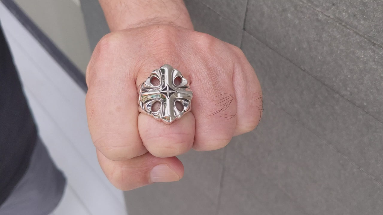 Star Cross Ring — Bold Gothic Faith Statement for Men
