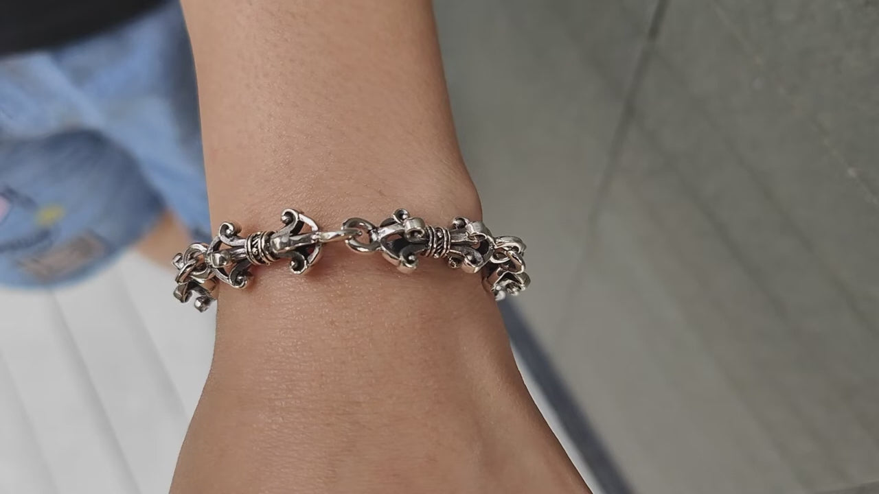 Dorje Bracelet — Tibetan Thunderbolt Silver Chain