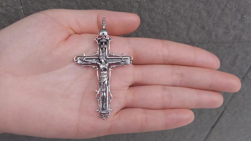 ジーザス スカル クロス ペンダント | シルバーアクセサリー｜