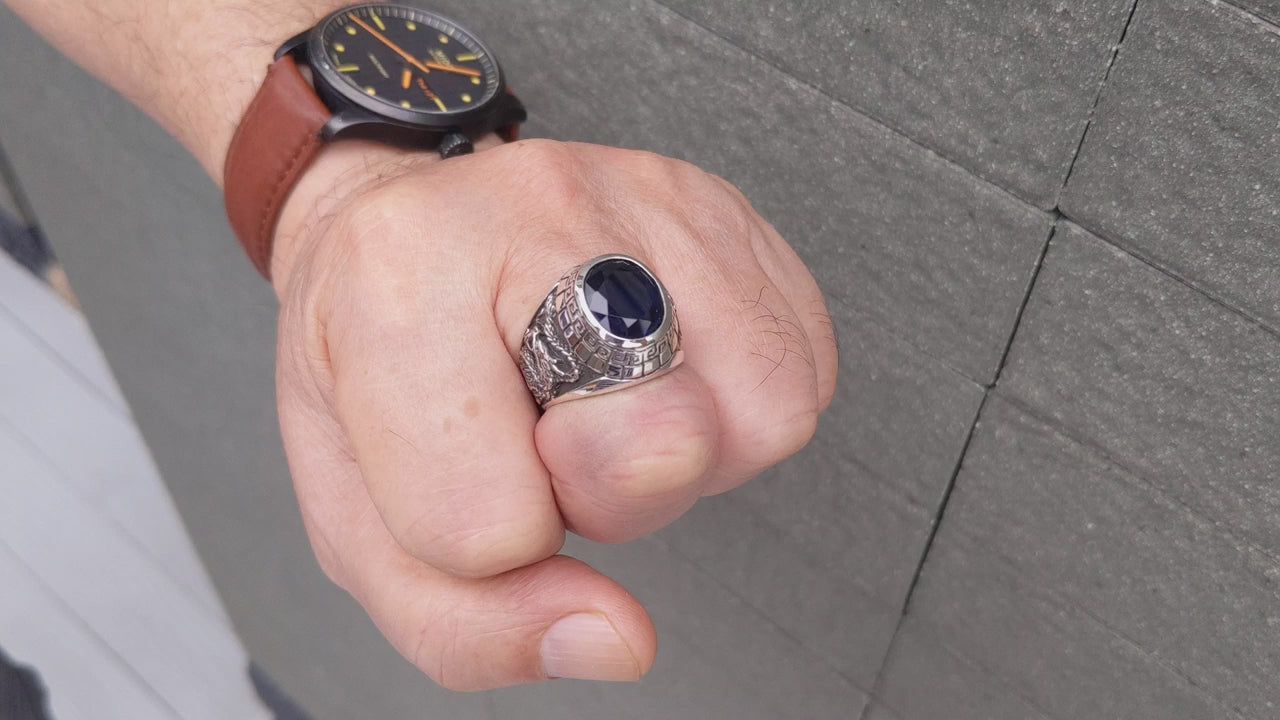 Sapphire Dragon Tiger Ring — Yin-Yang Statement