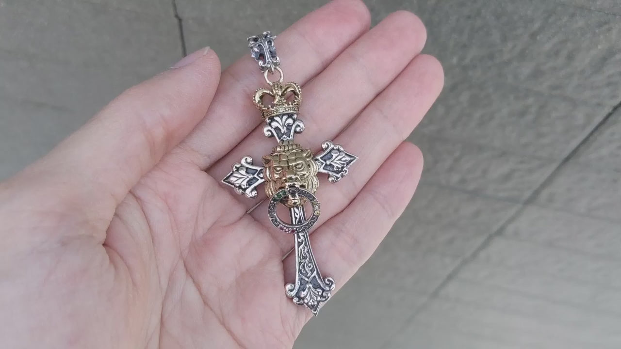 Lion of Judah Cross Pendant | Bold Rasta Heritage Symbol