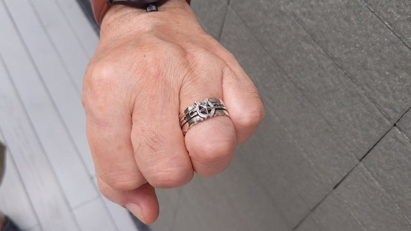 Horseshoe Star Band — Western Silver Lucky Ring