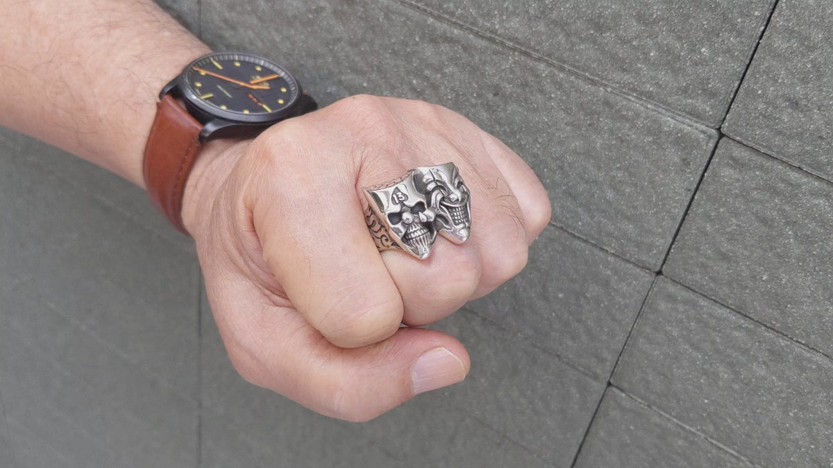 KONOV Gioielli Anello da Uomo, Anelli, Biker, Cranio Teschio, Retro