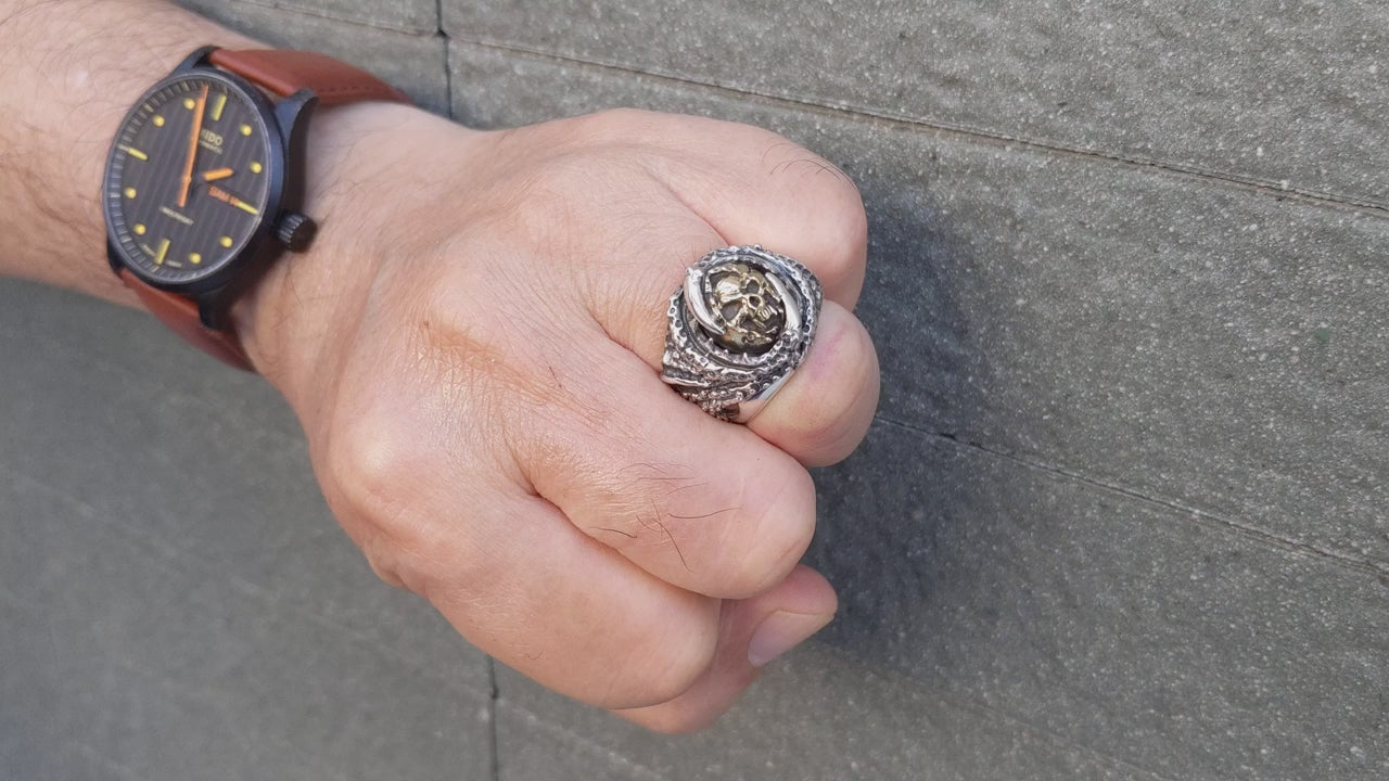 Claw Devil Ring — Gothic Two-Tone 25g | Bikerringshop