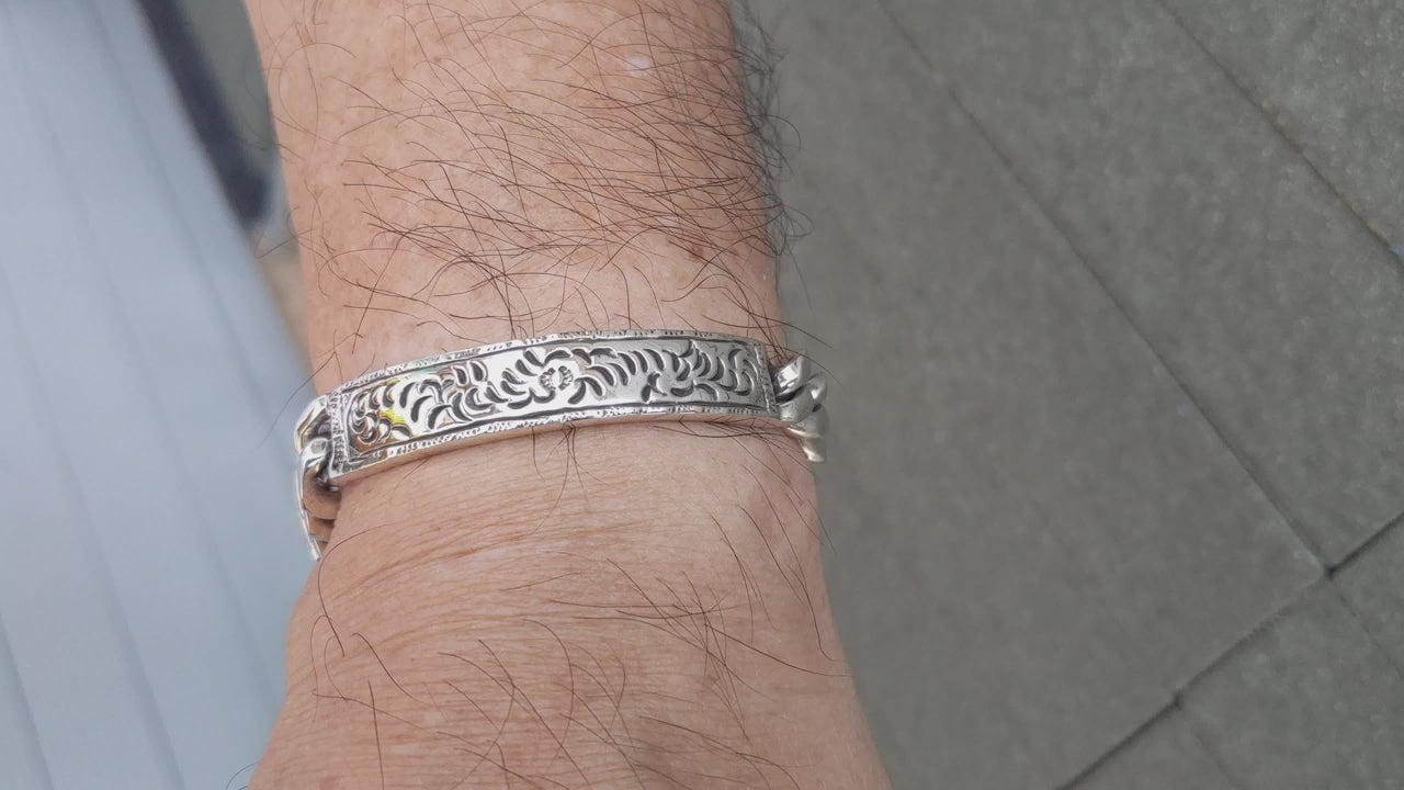 Men's ID Bracelet — Heavy Tribal Silver for Daily Wear
