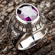 Purple Amethyst Japanese Tiger Dragon Men's Ring