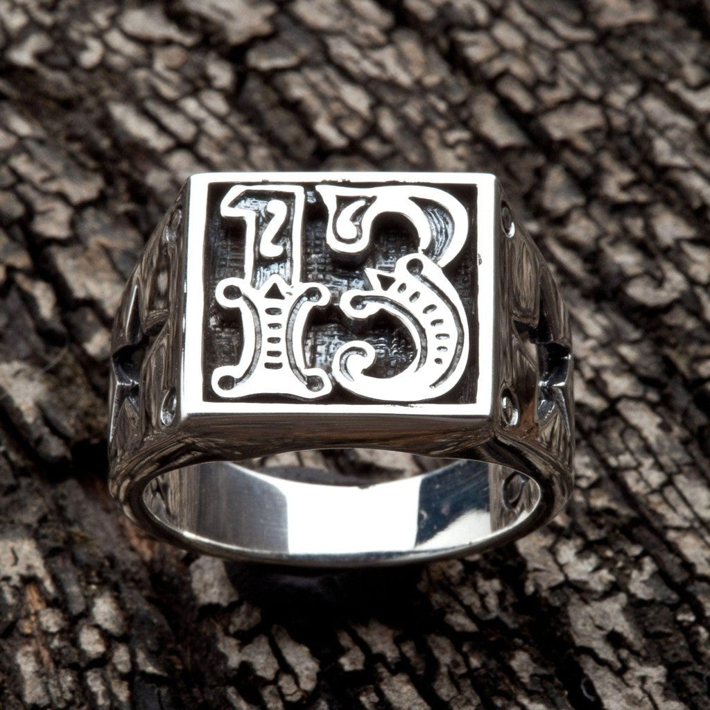 Number 13 Biker Ring — Gothic Outlaw Statement Band