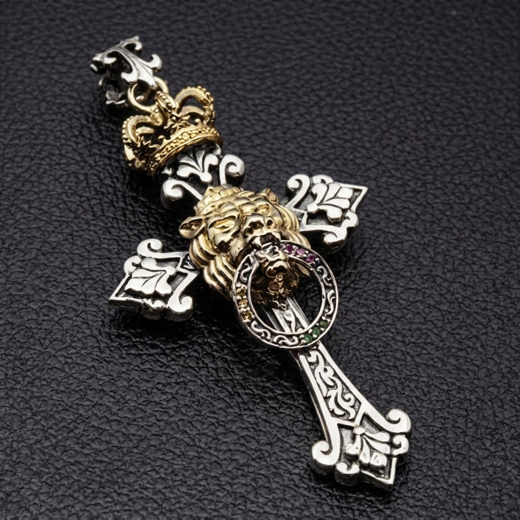 Ciondolo massiccio Rasta in argento sterling 925 con leone di Giuda Haile Selassie in argento sterling etiope Judaica Rasta - Italia Ciondolo massiccio Rasta in argento sterling 925 con leone di Giuda Haile Selassie in argento sterling etiope Judaica Rasta - Italia