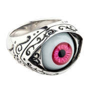 Red Evil Eye Eyeball Sterling Silver Gothic Ring
