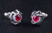 Red Evil Eye Sterling Silver Stud Earrings