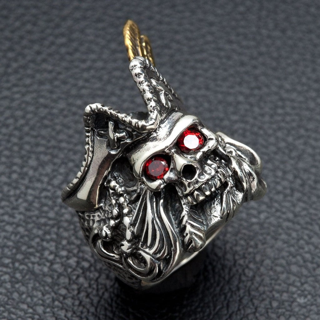 Bague Tête De Mort Homme - Anneau Crâne Épées Croisées Pirate Gothique Punk