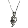 Red eyes owl pendant in 925 sterling silver with detailed feather texture and red CZ eyes on chain