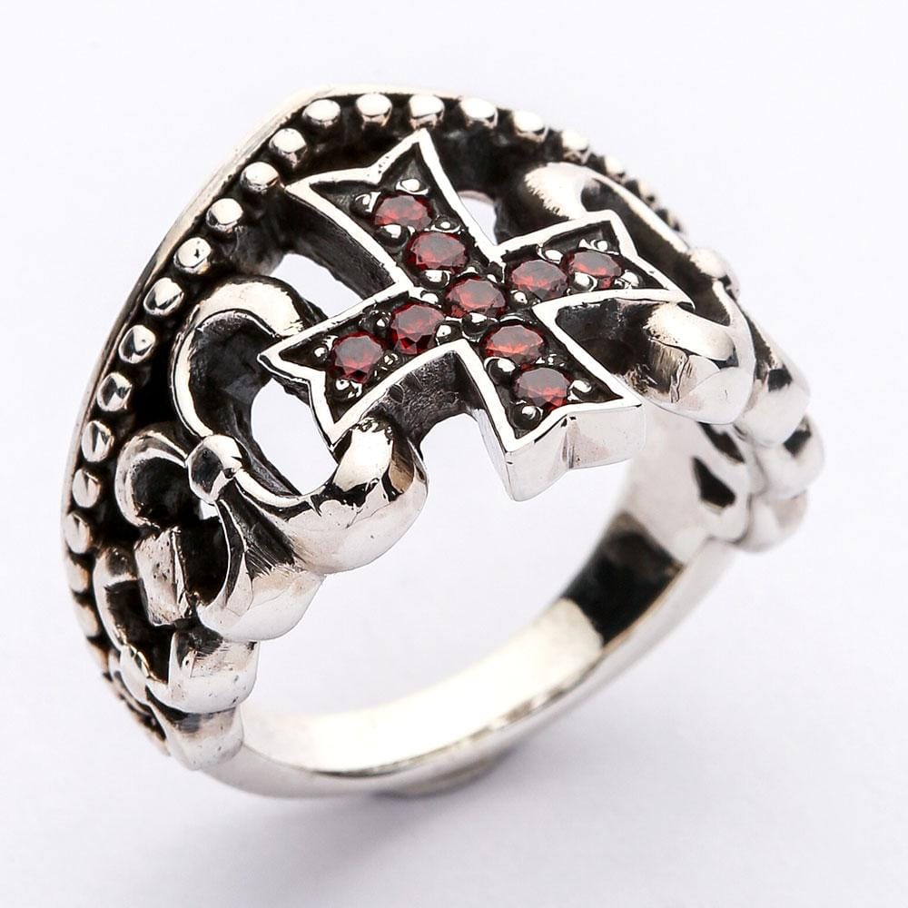 Red Garnet 925 Sterling Silver Cross Ring Ring Size 5 Red Garnet 925 Sterling Silver Cross Ring Ring Size 5