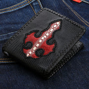 Red Stingray Cross Black Lizard Skin Leather Biker Wallet