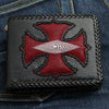 Rode Stingray Leder Cross Bifold Motorfiets Ketting Portemonnaie