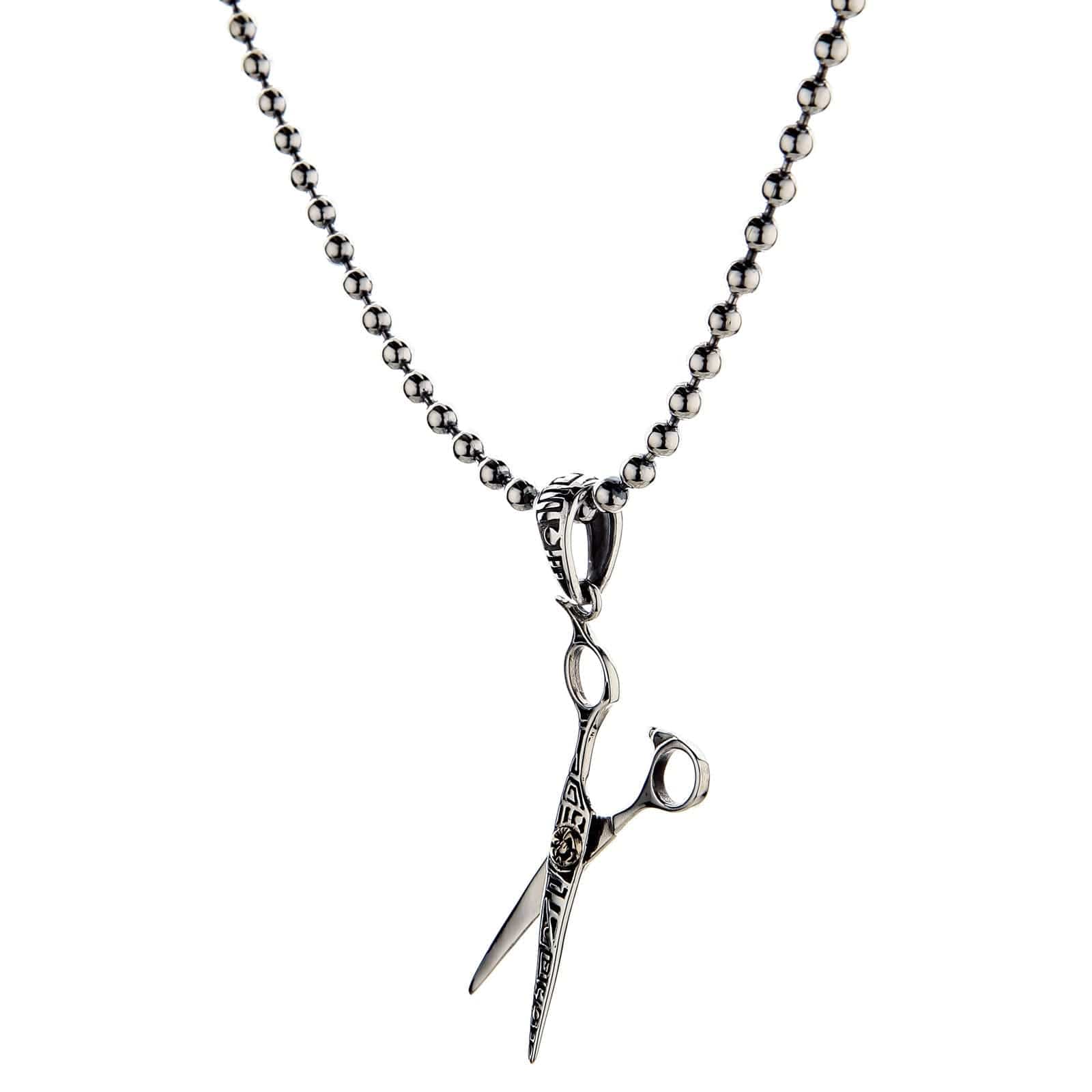 Scissors Chain Scissors Pendant — Barber & Stylist Silver Jewelry