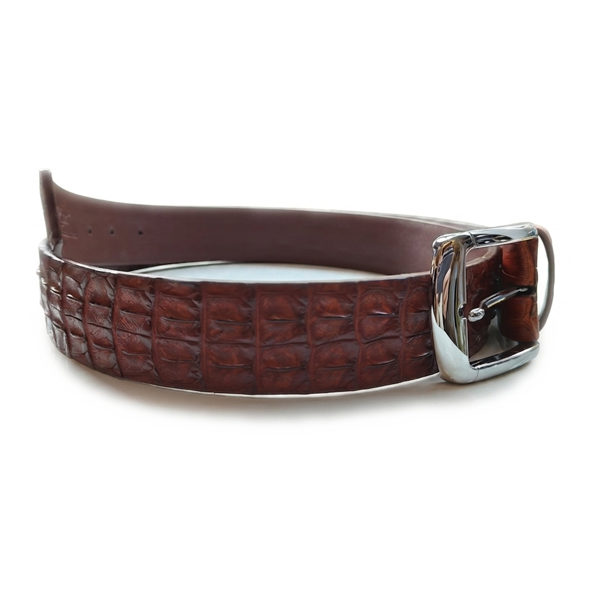 Cognac Crocodile Belt for Men — Warm Brown Exotic Skin