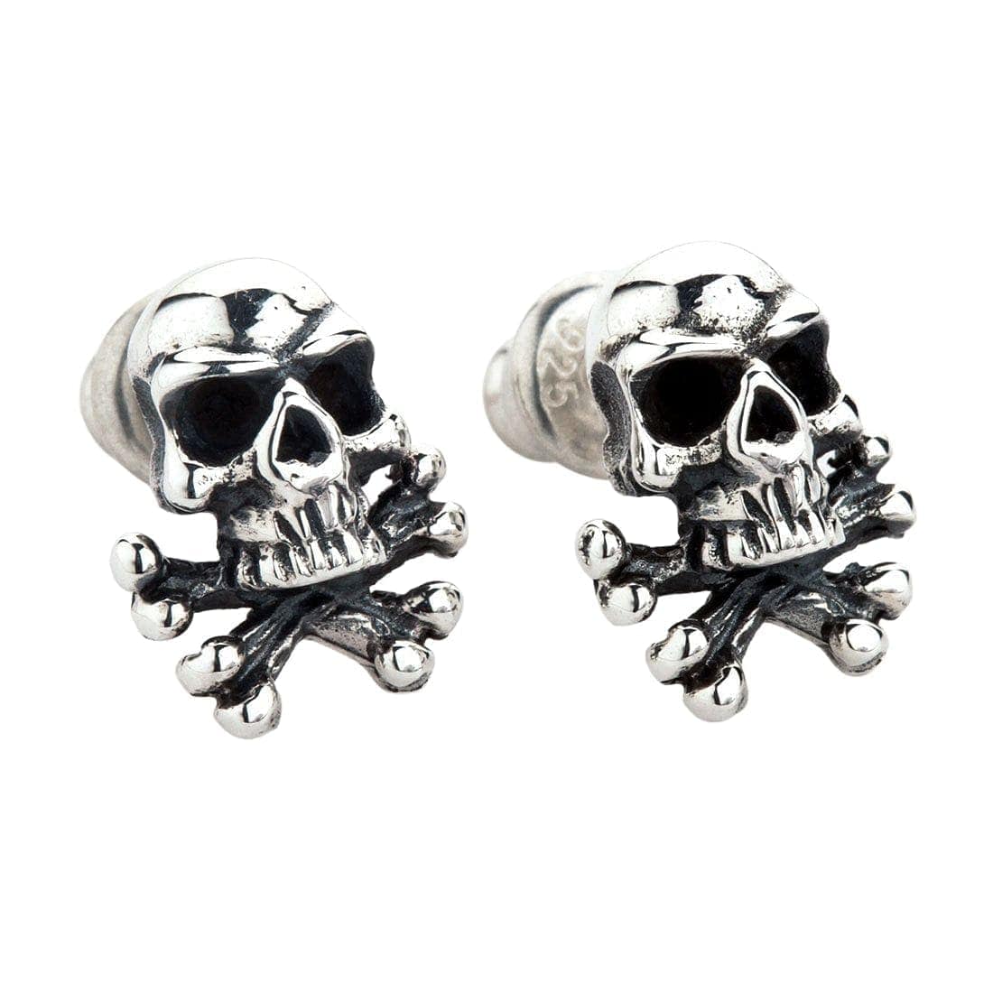 Orecchini a Pendente con Croce in Argento 925 e Teschi 20x12 mm Orecchini a Pendente con Croce in Argento 925 e Teschi 20x12 mm